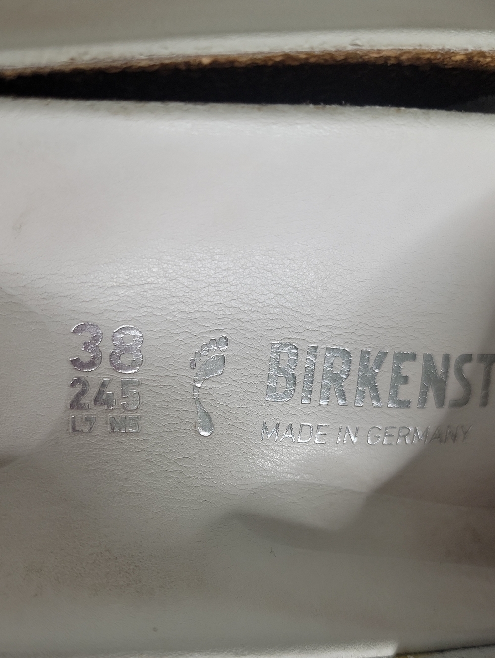 Birkenstock Madrid White Slide Sandal with Iridescent Buckle Size 7.5 - Picture 8 of 9